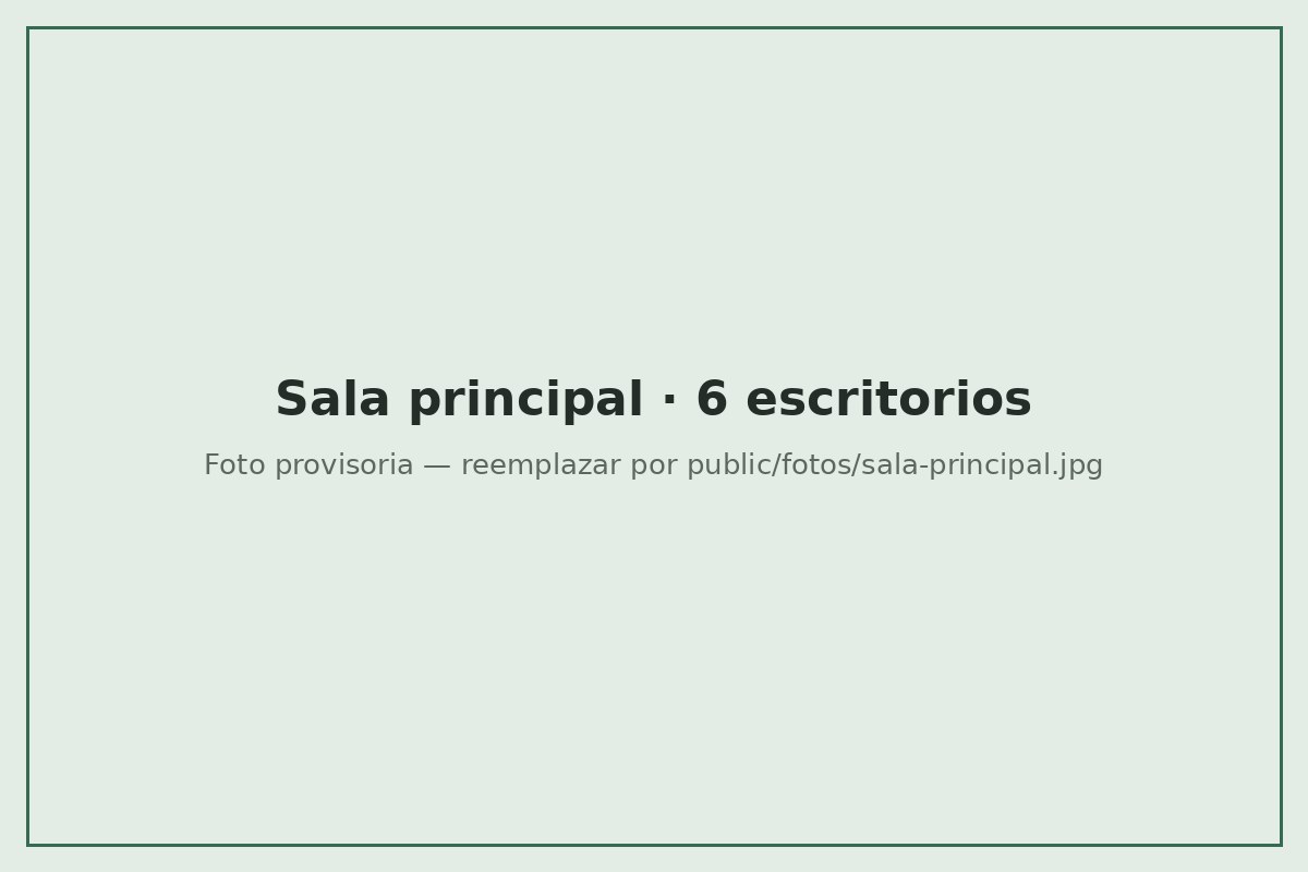 Sala principal con escritorios